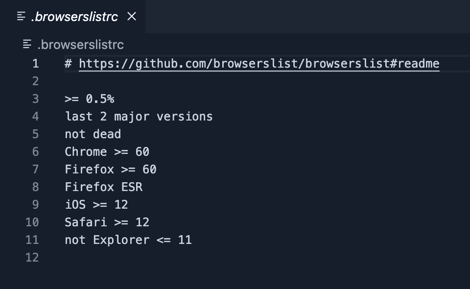 .browserslistrc file