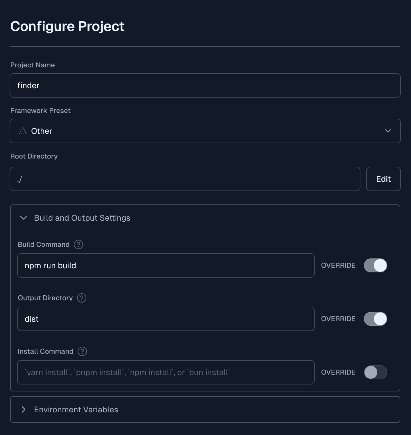 Vercel project configuration